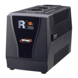 Regolatore automatico di tensione R1 USB 1000VA con 3 Prese Schuko Nero