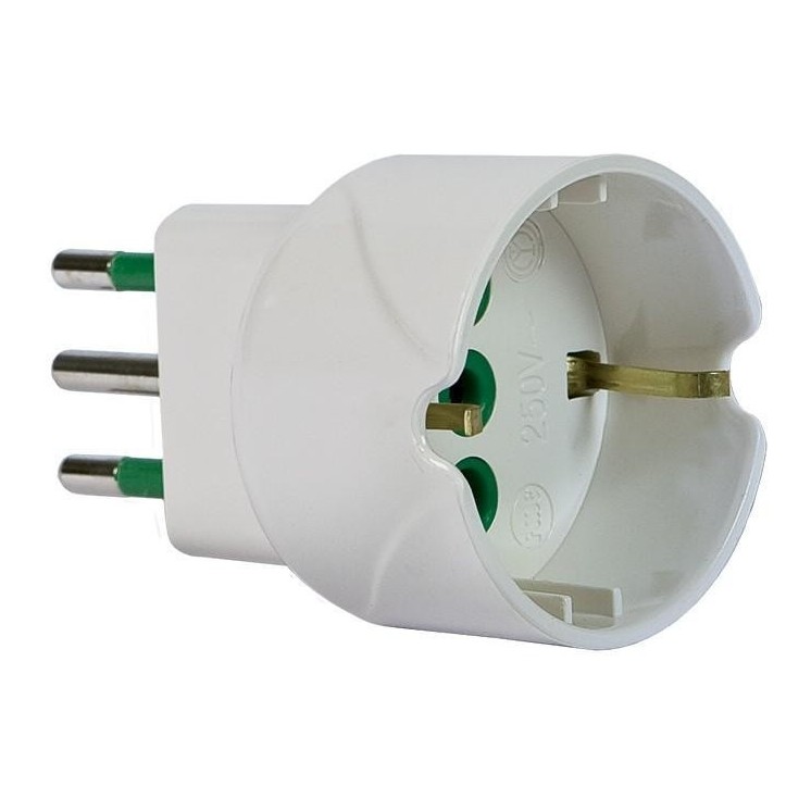 Adattatore Schuko Spina 2P+T 10A Presa Schuko 2P+T 16A