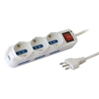 Multipresa 6 Posti Italiana Bipasso / 3 Schuko con Interruttore