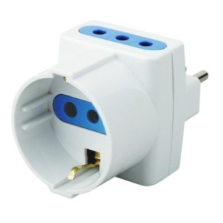 Adattatore Triplo Schuko Spina 2P+T Prese 2P+T 10A