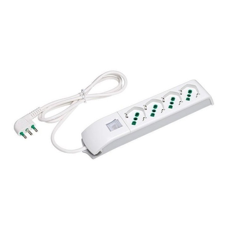Multipresa 4 Posti Italiana Bipasso / Schuko Bianco