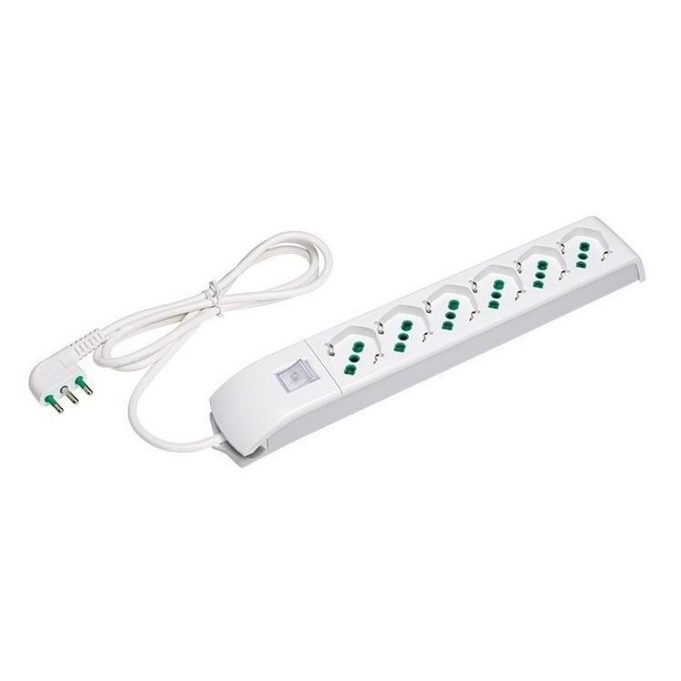 Multipresa 6 Posti Italiana Bipasso / Schuko Bianco