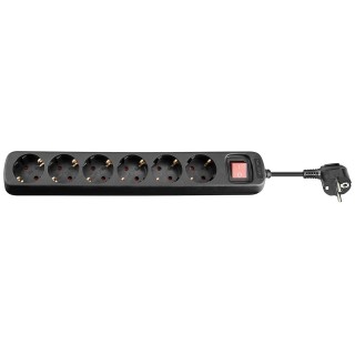 Presa Multipla a 6 Posti Schuko con Cavo 1,5m Nero
