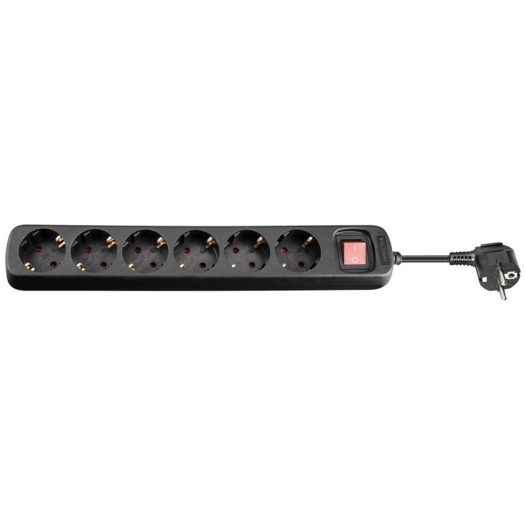 Presa Multipla a 6 Posti Schuko con Cavo 1,5m Nero