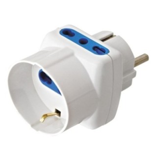 Adattatore Triplo Spina Schuko a Prese Bipasso con Schuko Bianco