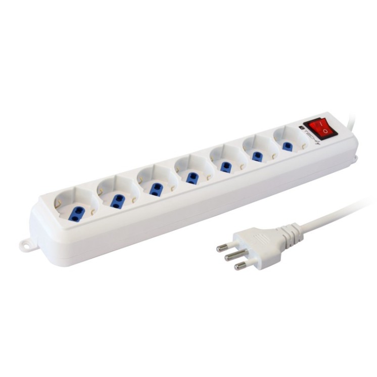 Multipresa 7 Posti Italiana Bipasso / Schuko Cavo 3 metri