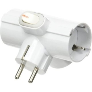 Adattatore Triplo Schuko Spina 2P+T 3 Prese 16A Bianco