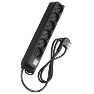 Multipresa 6 Posti Schuko con Interruttore e Cavo 1,5m Nero
