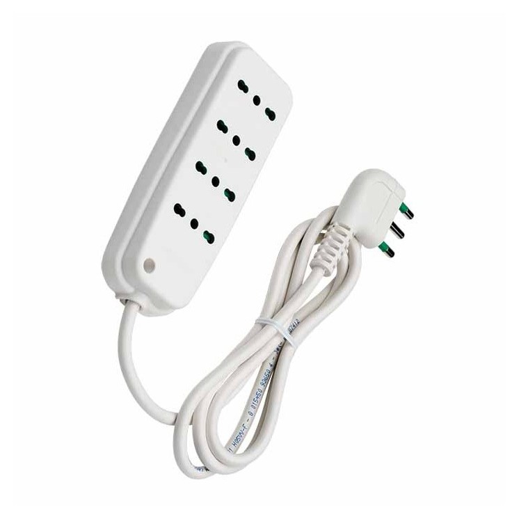 Multipresa 4 Posti con Spina Italiana Angolata Bianco