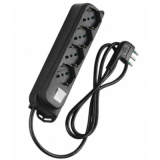 Multipresa 4 Posti Schuko con Interruttore e Cavo 1,5m Nero