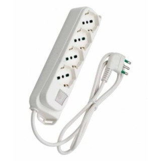 Multipresa 4 Posti Schuko con Interruttore e Cavo 1,5m Bianca