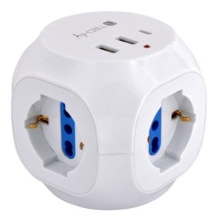 Multipresa a Cubo 3 Posti con 2 Porte USB-A e 1 USB-C QC3.0