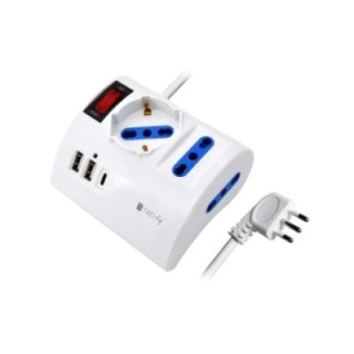 Multipresa da Tavolo 3 Posti con 2 Porte USB-A e 1 Porta USB-C QC3.0