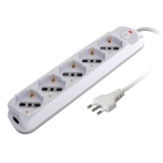 Presa Multipla a 5 Posti Italiana Bipasso/Schuko Spina 10A