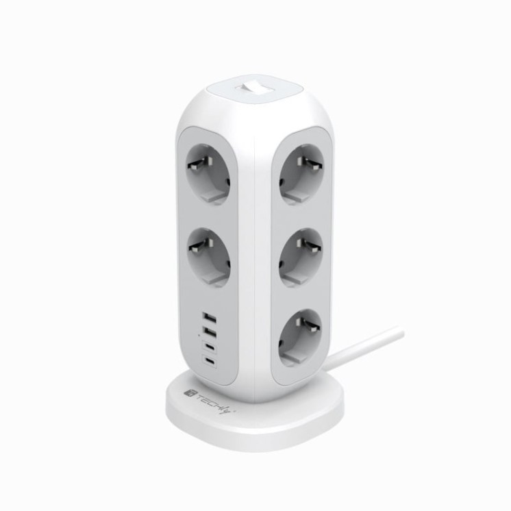 Multipresa da Tavolo Torretta di Alimentazione 11 Prese Schuko 2 USB-A e 2 USB-C