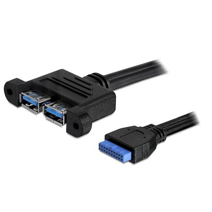 Cavo Interno USB3.2 19 pin Femmina / 2x USB A Femmina da Pannello
