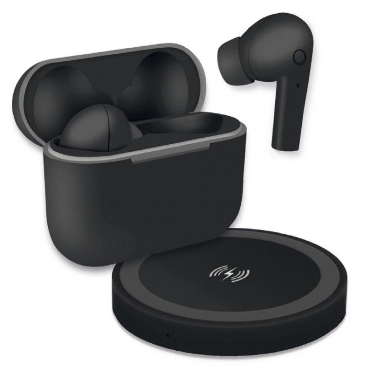 Cuffie Auricolari TWS Jive con Custodia di Ricarica USB-C e Pad Caricatore a Induzione Nero