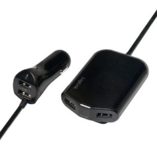 Caricatore da Auto 2 USB + 2 USB per Passeggeri Posteriori 24W