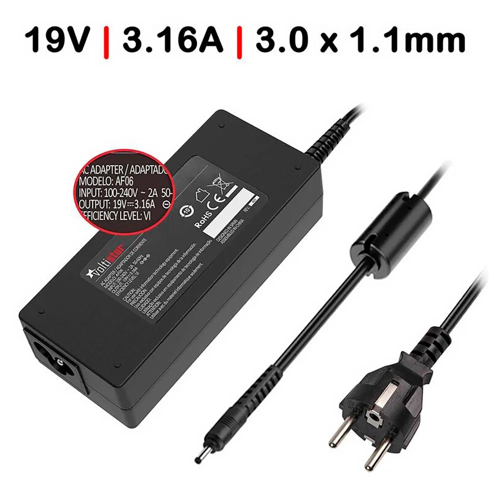 Generico Caricabatterie per laptop Samsung 19V 3.16A 3.0X1.1 mm