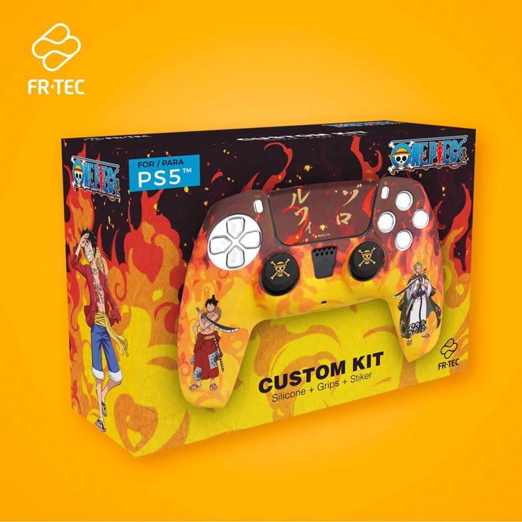 Fr-tec Scocca e impugnature personalizzate One Piece Fire per controller PS5 controller PS4
