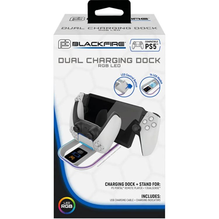 Blackfire Stazione di ricarica per controller PS5 Dual RGB LED PS Portal