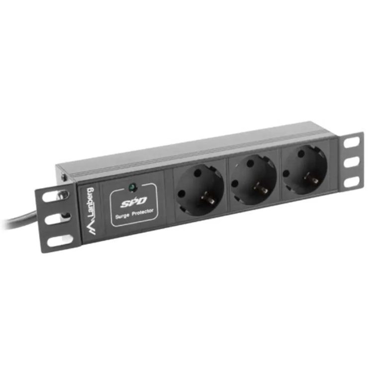 Lanberg PDU-03F-0200-BK Ciabatta di alimentazione per rack da 10" con 3 prese Ciabatta di alimentazione per rack con 8 prese 2 m