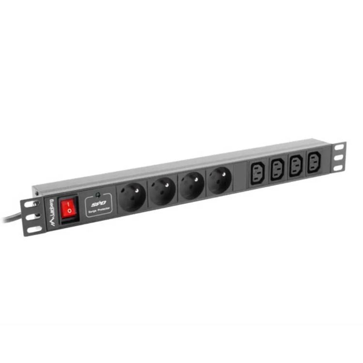 Lanberg Ciabatta di alimentazione per rack di 8 prese PDU-04E04I-0200-BK 2 m