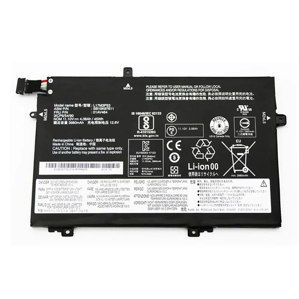 Generico Batteria di ricambio per laptop Lenovo Thinkpad L480 L580 L17L3P52 L17M3P54 L17M3P53 01Av466