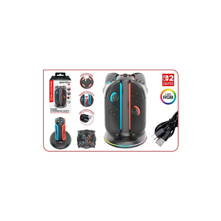 Blackfire Stazione di ricarica Switch2 Quad RGB LED joy-con