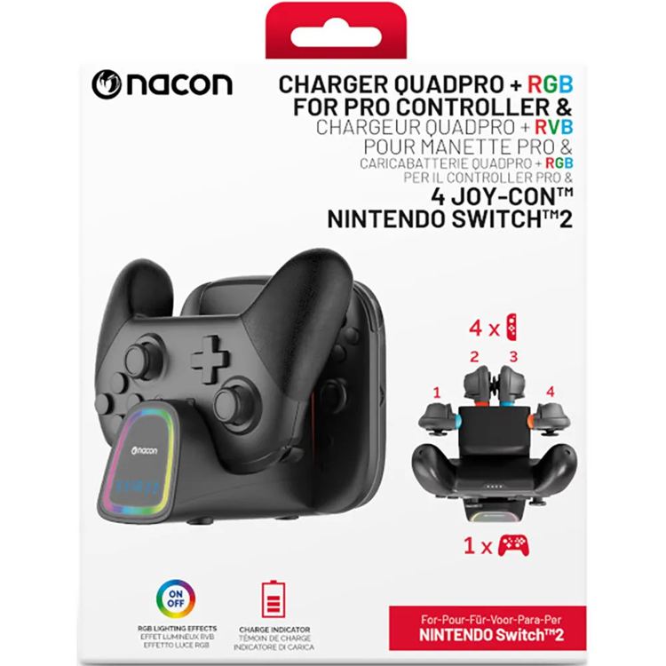 Nacon Base di ricarica per Joy-Con + 1 Pro Controller per Switch 2 2 paia
