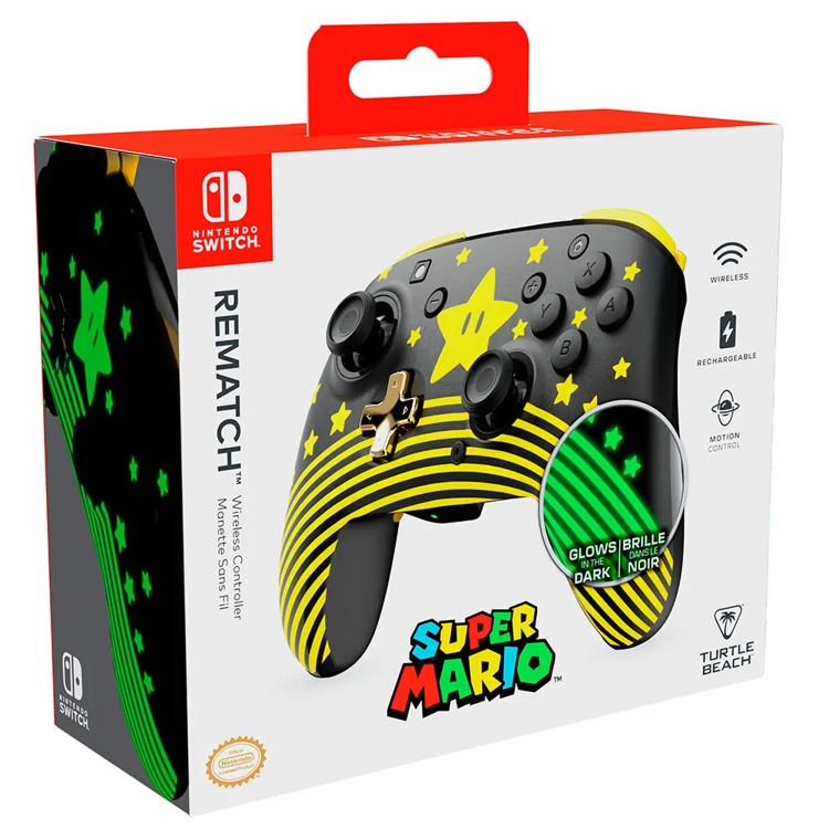 Turtle beach Controller Wireless Rematch Super Mario Star per Nintendo Switch Si Illumina al Buio