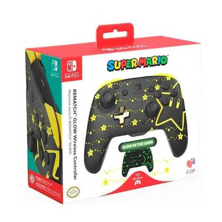 PDP Controller per Nintendo Switch Rematch Glow Mario Stars