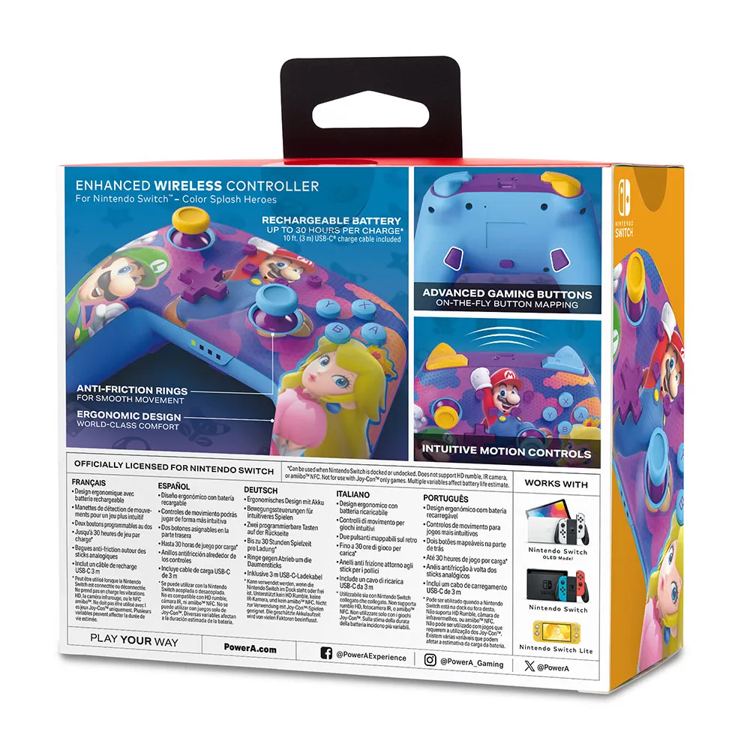 Powera Gamepad wireless per Nintendo Switch Color Splash Heroes